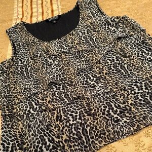 Kasper Animal Print Top, Polyester, Layered, 10